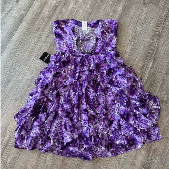🍒🤍LAST PRICE🍒🤍 WHITE HOUSE BLACK MARKET spring cascade purple dress ✨ - Picture 14 of 16